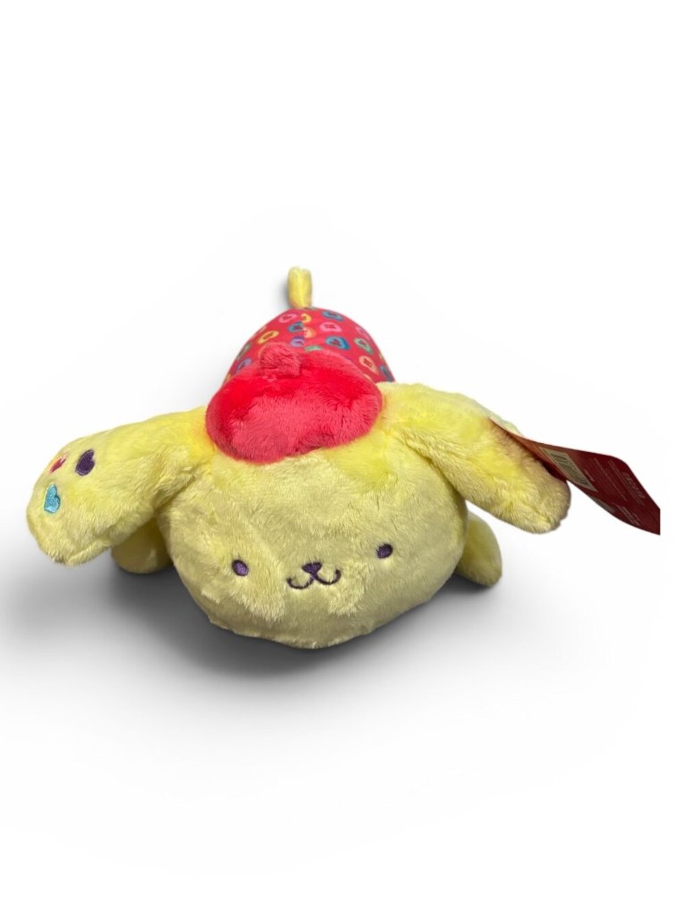 2026 Sanrio Hello Kitty Pompompurin Plush w/ Sweethearts Candy Print Fabric NWT